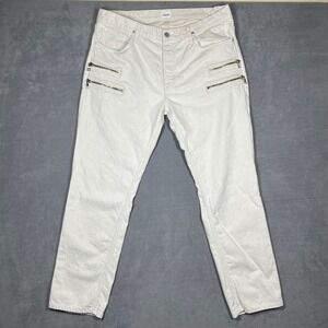 Hudson Broderick Front Zip‎ Slouchy Skinny Jeans White Moto Mens 38 Streetwear